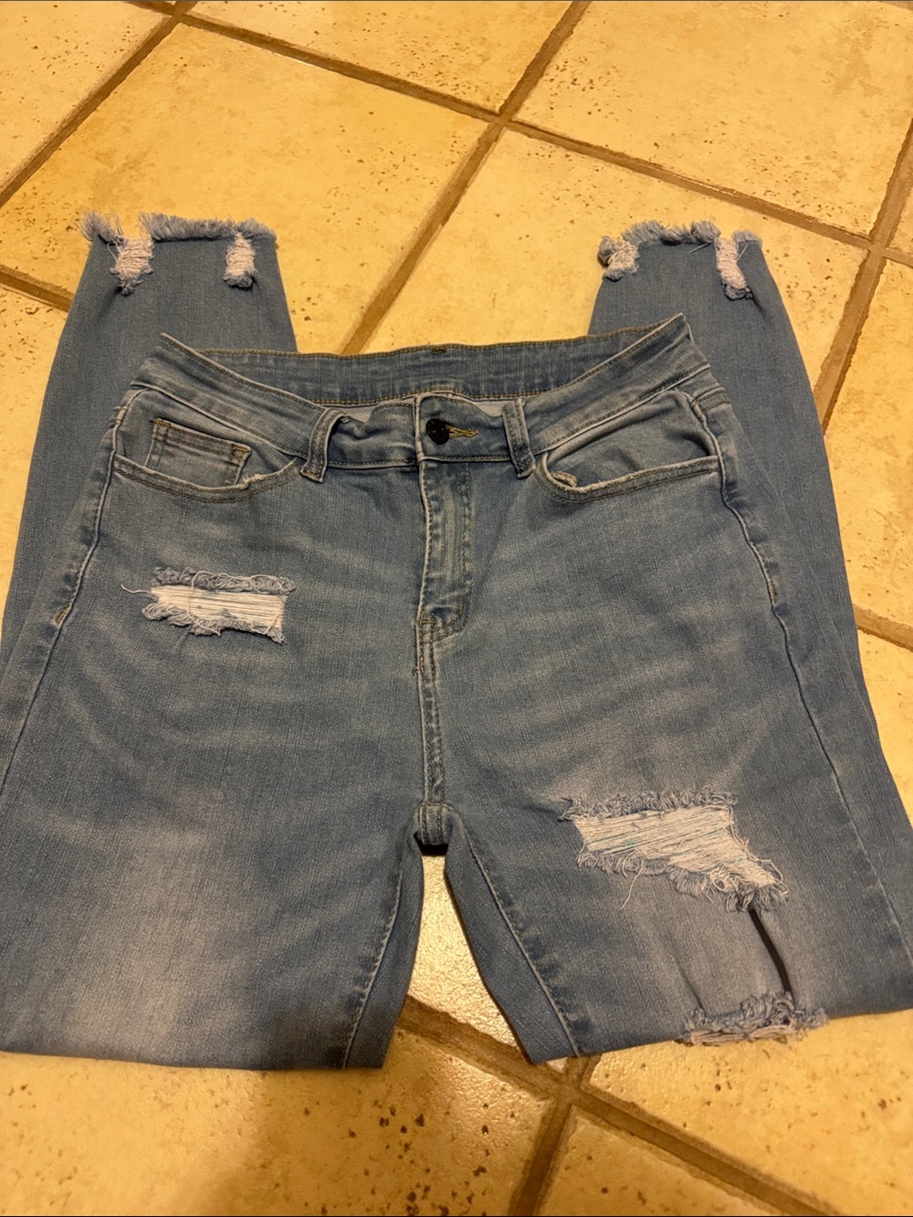 Light Blue Women's Distressed Skinny Jeans
